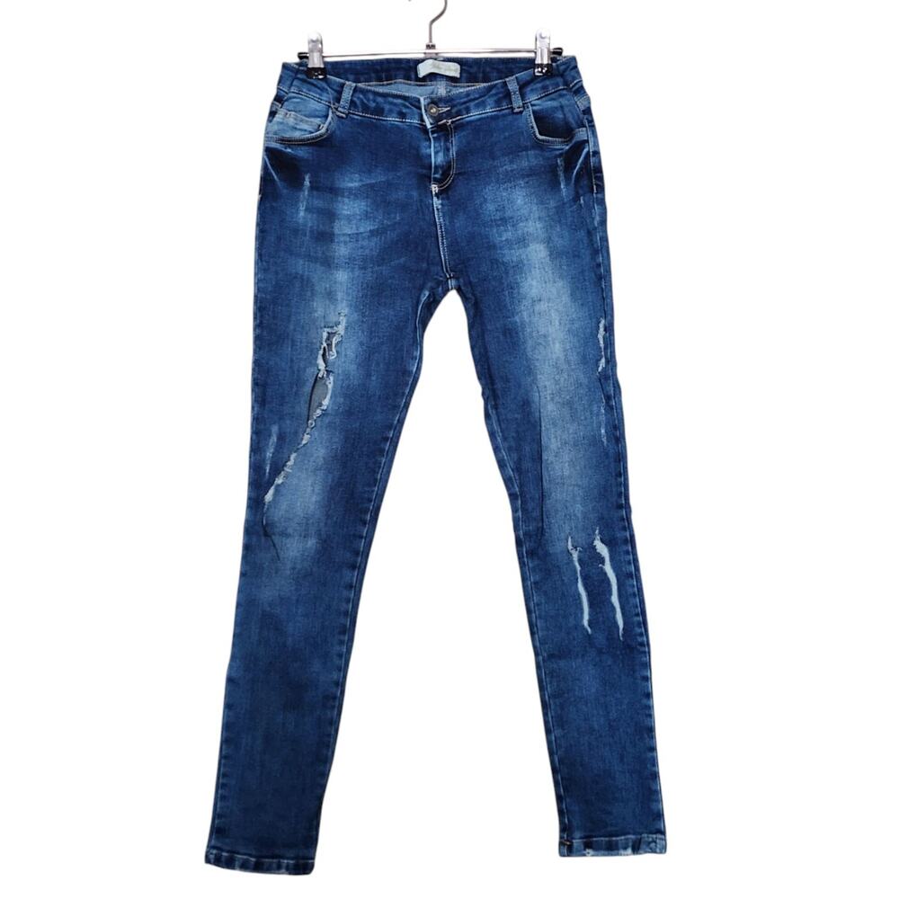 Yellow Beetle Womens Skinny Jeans Size 6 Blue Distressed Ripped Mid Rise Stretch